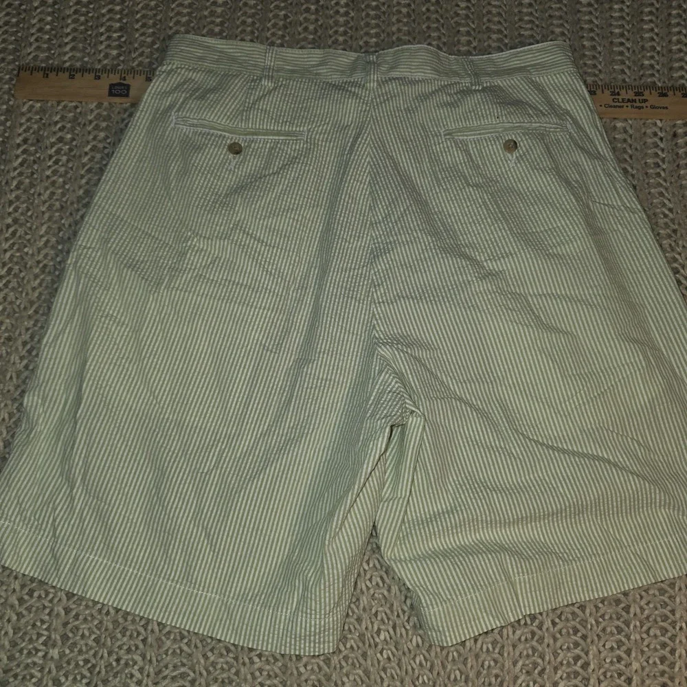 Polo Ralph Lauren Vtg Tyler Shorts Mens 35 Green Seersucker Stripe Pleated